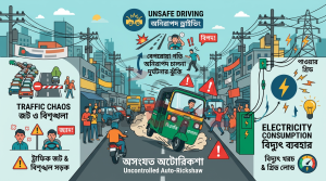 Auto-rickshaw causing traffic congestion and safety risks