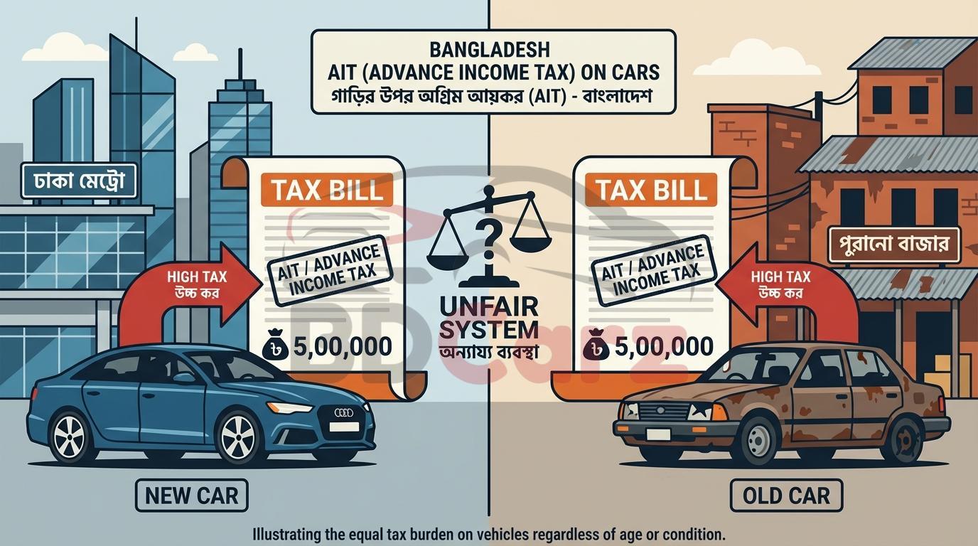 গাড়ির অগ্রিম আয়কর (AIT): নতুন বনাম পুরোনো গাড়ির বৈষম্য ও সমাধান