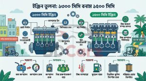 Comparison of small and larger car engine parts