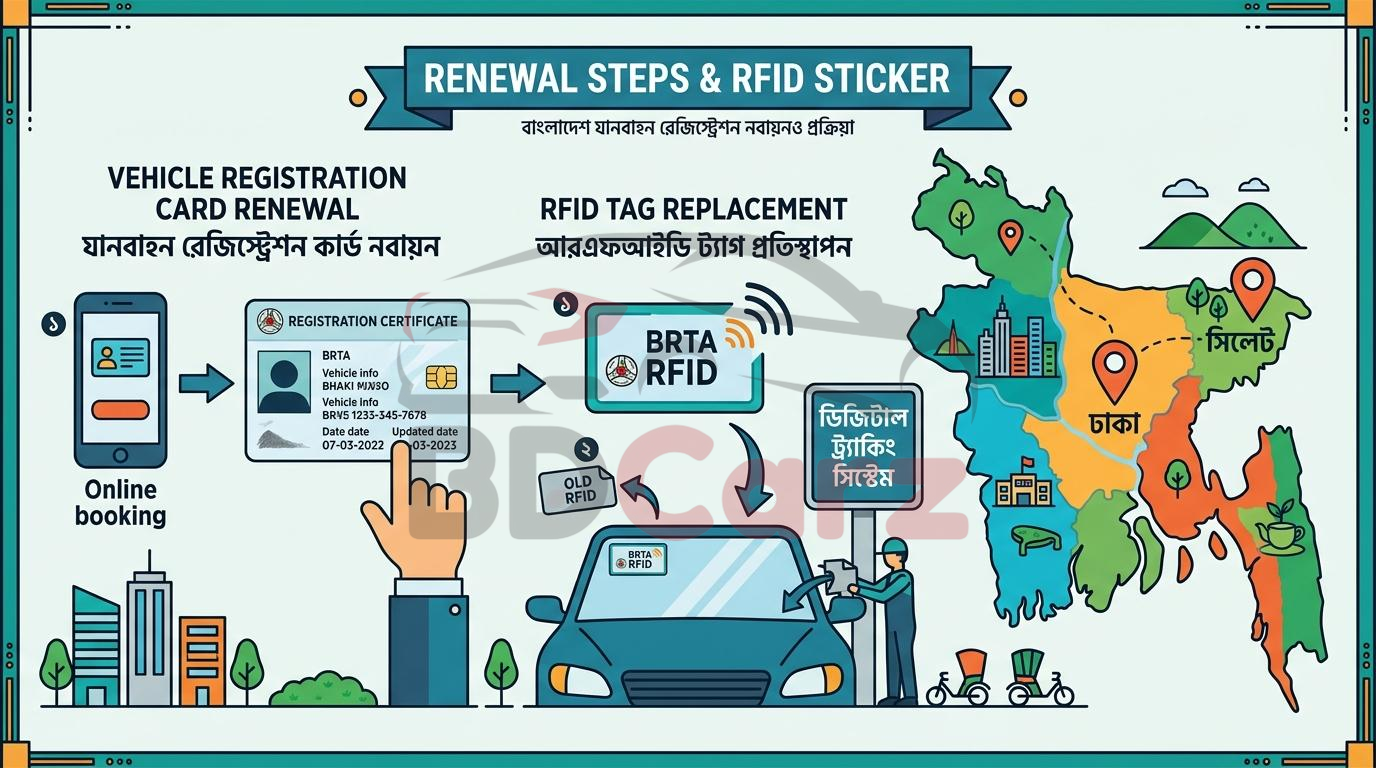 ঢাকায় রেজিস্ট্রেশন নবায়ন ও RFID স্টিকার সমস্যা