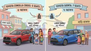 Comparison Toyota Corolla Cross and Toyota Sienta seating