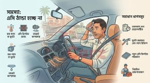 Sketch of car interior showing AC cooling issues